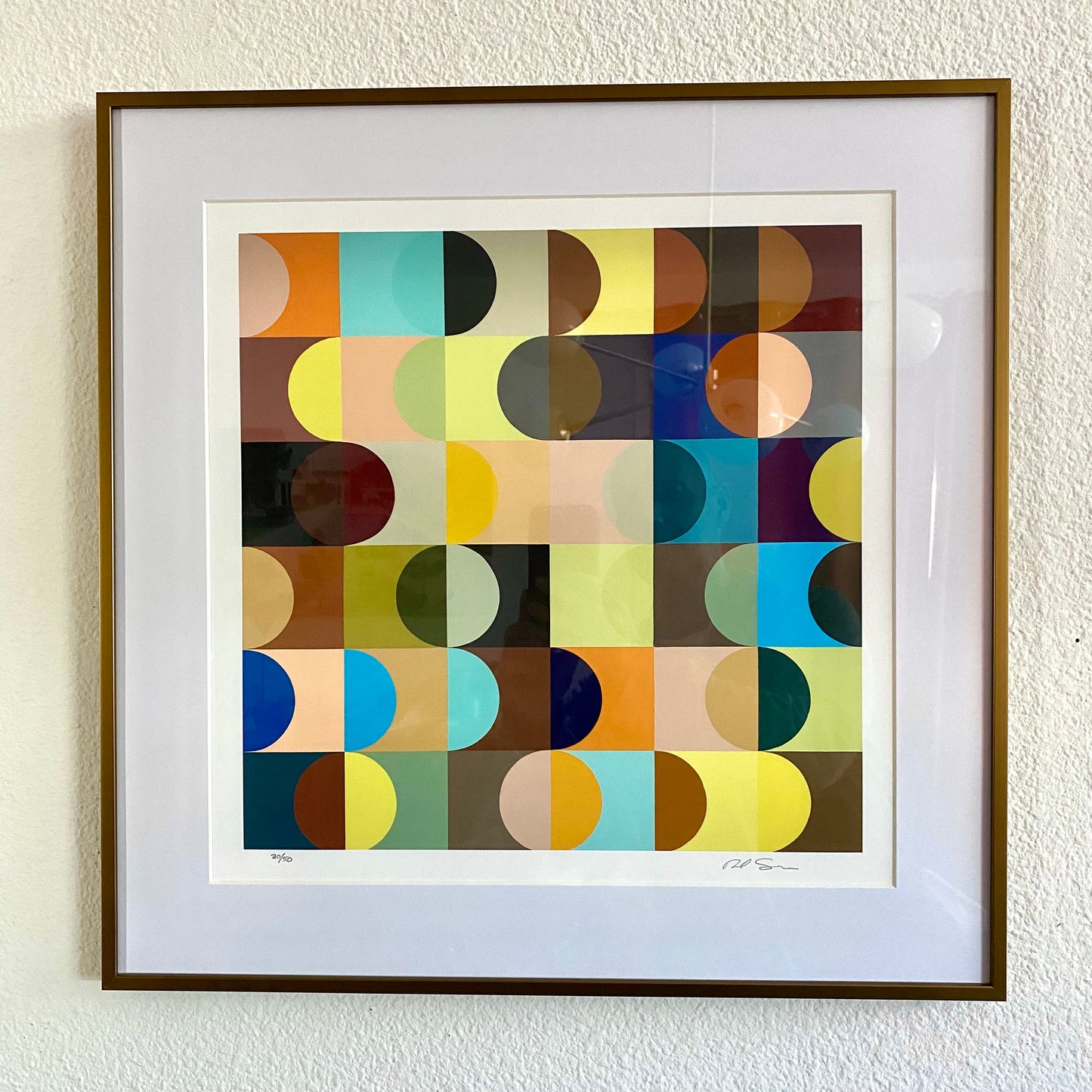 Midcentury modern style contemporary abstract fine art print. Groovy 1960s 1970s color palette. Handmade in Palm Springs, California.